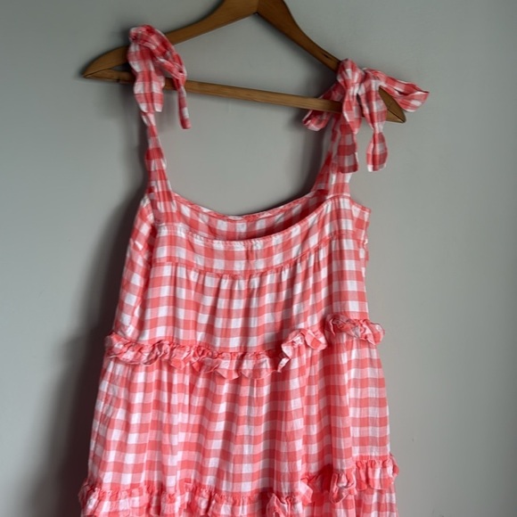 PINK CITY PRINTS Tuckernuck Apricot Gingham Acapulco Dress XS - Picture 7 of 16